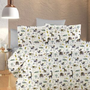 ΣΕΝΤΟΝΙΑ ΕΜΠΡΙΜΕ ΣΕΤ 3 τεμ kids Zoo 557 160X240 White-Grey 100% Cotton