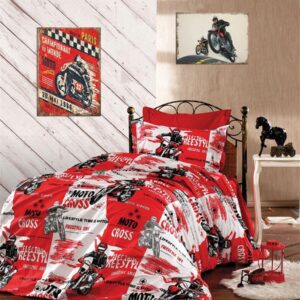 ΣΕΝΤΟΝΙΑ ΕΜΠΡΙΜΕ ΣΕΤ 3 τεμ kids Motocross 288 160X240 Red 70/30 Cott/Pol