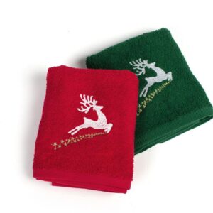 Χριστουγεννιάτικο Σετ Πετσέτες 2 τεμ. 40X60 Rudolph Κόκκινο-Πράσινο