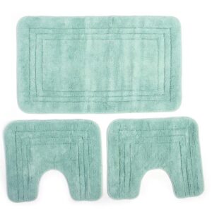 Πατάκι Μπάνιου Σετ 3 τεμ ZUCCHI 1τεμ 55X90, 2 τεμ 45X50 Light Aqua 100% Cotton