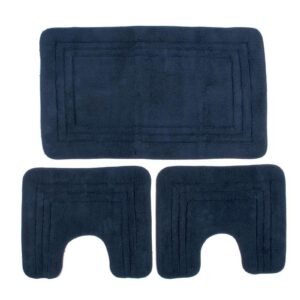 Πατάκι Μπάνιου Σετ 3 τεμ ZUCCHI 1τεμ 55X90, 2 τεμ 45X50 Navy Blue 100% Cotton - Image 1