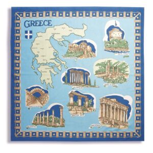 Τραπεζομάντηλο Ελλάδα 130X130 Blue 100% Cotton