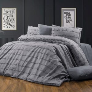 Σεντόνια Εμπριμέ Σετ 4 τεμ Αρίσβη 472 240X270 Grey 70/30 Cott/Pol