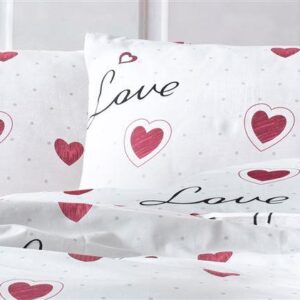 Μαξιλαροθήκη Εμπριμέ Έρως 301 50X70 White-Red 70/30 Cott/Pol