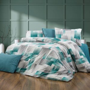 Σεντόνια Εμπριμέ Σετ 4 τεμ Ευφημία 475 220X240 Petrol 70/30 Cott/Pol