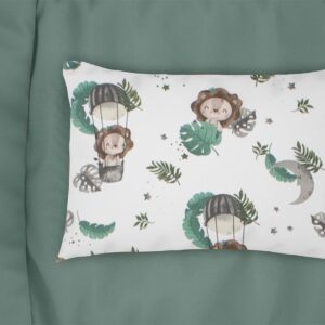 Μαξιλαροθήκη Εμπριμέ kids Lion 534 50X70 Green 100% Cotton