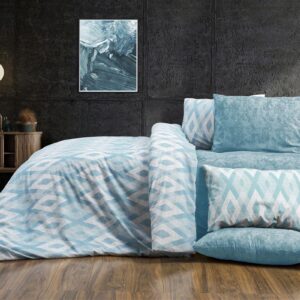 Σεντόνια Εμπριμέ Σετ 4 τεμ Ευδοξία 481 220X240 Petrol 70/30 Cott/Pol