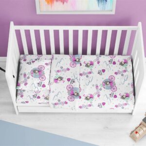 Κατωσέντονο Με Λάστιχο bebe Princess 389 0,70X1,40X0,15 White-Lila 70/30 Cott/Pol