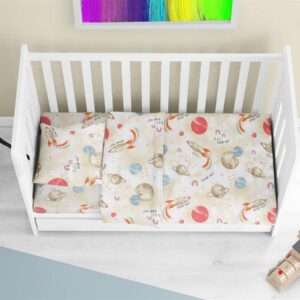 Κατωσέντονο Με Λάστιχο bebe Spaceship 186 0,70X1,40X0,15 Beige 100% Cotton