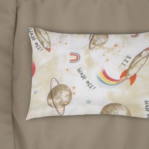 Μαξιλαροθήκη Εμπριμέ kids Spaceship 186 50X70 Beige 100% Cotton