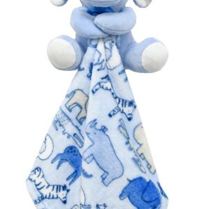 Λούτρινο Ζωάκι με Πανάκι Παρηγορίας Coral Fleece Εμπριμέ bebe Elephant 11 Ύψος 20 cm Sky Blue 100% Polyester