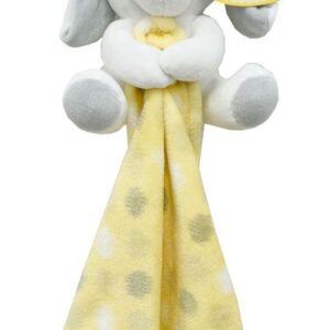 Λούτρινο Ζωάκι με Πανάκι Παρηγορίας Coral Fleece Εμπριμέ bebe Puppy 12 Ύψος 20 cm Grey-Yellow 100% Polyester