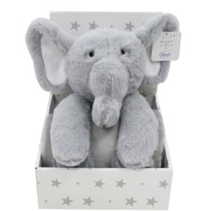 Λούτρινο Ζωάκι Σετ 2 Τεμ. bebe Elephant 03 Ύψος 25 cm & Κουβέρτα Coral Fleece 75X90 cm Grey 100% Polyester