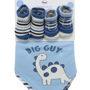 Σαλιάρα Μπαντάνα Interlock & Επένδυση Terry με Κουμπία bebe Σετ 5 Τεμ. Dinosaur 24 20X42.5 Sky Blue 60/40 Cott/Pol