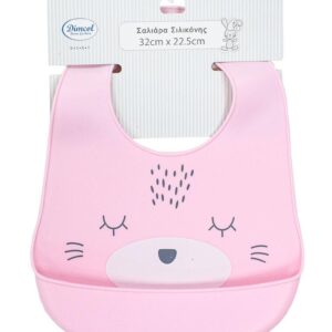Σαλιάρα Σιλικόνης bebe με Κουμπί & Τσέπη 16 22.5X32 Pink 100% Silicone
