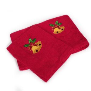Χριστουγεννιάτικο Σετ Πετσέτες 2 τεμ. 30X50, 50X90 Bells Κόκκινο 100% Cotton