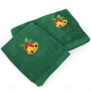 Χριστουγεννιάτικο Σετ Πετσέτες 2 τεμ. 30X50, 50X90 Bells Πράσινο 100% Cotton
