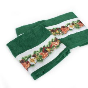 Χριστουγεννιάτικο Σετ Πετσέτες 2 τεμ. 30X50, 50X90 Christmas Ornaments Πράσινο 100% Cotton