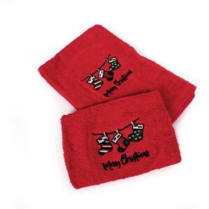 Χριστουγεννιάτικο Σετ Πετσέτες 2 τεμ. 30X50, 50X90 Christmas Socks Κόκκινο 100% Cotton