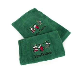 Χριστουγεννιάτικο Σετ Πετσέτες 2 τεμ. 30X50, 50X90 Christmas Socks Πράσινο 100% Cotton