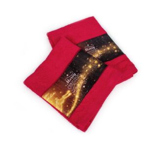 Χριστουγεννιάτικο Σετ Πετσέτες 2 τεμ. 30X50, 50X90 Merry Christmas Κόκκινο 100% Cotton