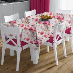 Αλέκιαστο Καρέ Ψηφιακής Εκτύπωσης Roses 465 90X90 Grey-Pink 70/30 Cott/Pol