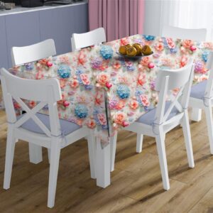 Αλέκιαστο Σετ 2 τεμ Τραπεζομάντηλο Ψηφιακής Εκτύπωσης Ορτανσίες 464 140X300 & Τραβέρσα 40X300 Multi 70/30 Cott/Pol