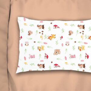 Μαξιλαροθήκη Εμπριμέ kids Forest Animals 571 50X70 White-Pink 100% Cotton