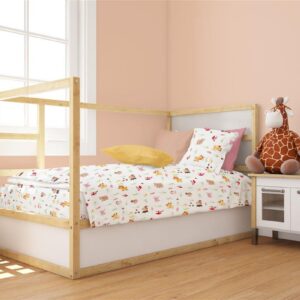 Παπλωματοθήκη Εμπριμέ bebe Forest Animals 571 120X160 White-Pink 100% Cotton