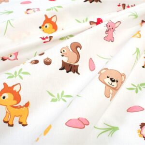 Σεντονάκι Λίκνου bebe Forest Animals 571 80X110 White-Pink 100% Cotton