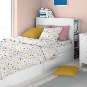 Σεντόνια Εμπριμέ Σετ 3 τεμ kids Forest Animals 571 160X240 White-Pink 100% Cotton