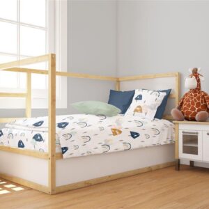 Παπλωματοθήκη Εμπριμέ bebe Rainbow 574 120X160 White-Blue 100% Cotton