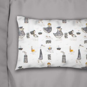 Μαξιλαροθήκη Εμπριμέ kids Seabirds 578 50X70 White-Grey 100% Cotton