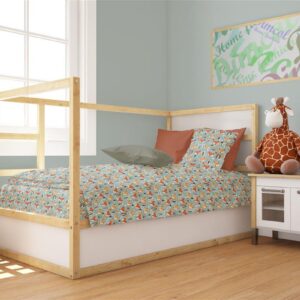 Παπλωματοθήκη Εμπριμέ bebe Fox 528 120X160 Pale Cyan 100% Cotton