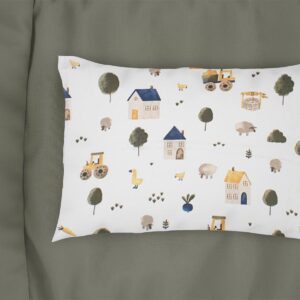 Μαξιλαροθήκη Εμπριμέ bebe Village 579 35X45 White-Green 100% Cotton