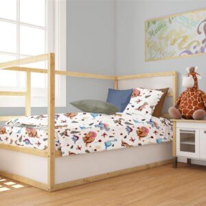 Παπλωματοθήκη Εμπριμέ bebe Dinosaur 519 120X160 White-Blue 100% Cotton