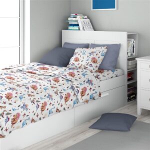 Σεντόνια Εμπριμέ Σετ 2 τεμ kids Dinosaur 519 160X240 White-Blue 100% Cotton