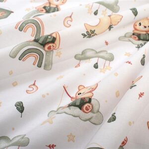 Πάνα Χασέ bebe Cloudy Bear 581 80X80 White-Olive 100% Cotton