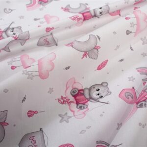 Σεντονάκι Λίκνου bebe Cloudy Bear 582 80X110 White-Pink 100% Cotton