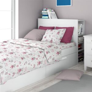 Σεντόνια Εμπριμέ Σετ 3 τεμ kids Cloudy Bear 582 160X240 White-Pink 100% Cotton