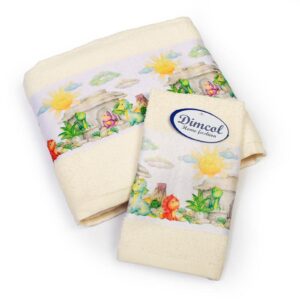 Πετσέτα Σετ 2 τεμ Με Ψηφιακή Εκτύπωση bebe Dinosaurs 312 30X50,70X140 Ecru 100% Cotton