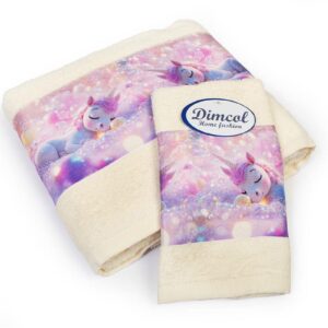 Πετσέτα Σετ 2 τεμ Με Ψηφιακή Εκτύπωση bebe Dreaming Unicorn 322 30X50,70X140 Ecru 100% Cotton