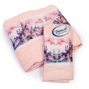 Πετσέτα Σετ 2 τεμ Με Ψηφιακή Εκτύπωση bebe Fairytale Castle 325 30X50,70X140 Pink 100% Cotton