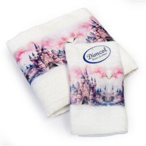 Πετσέτα Σετ 2 τεμ Με Ψηφιακή Εκτύπωση bebe Fairytale Castle 326 30X50,70X140 White 100% Cotton