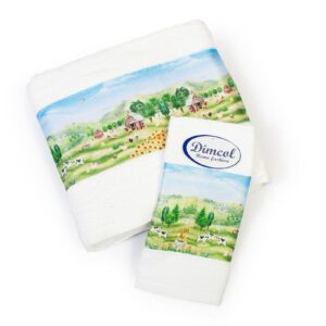 Πετσέτα Σετ 2 τεμ Με Ψηφιακή Εκτύπωση bebe Farm 340 30X50,70X140 White 100% Cotton