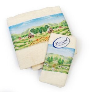 Πετσέτα Σετ 2 τεμ Με Ψηφιακή Εκτύπωση bebe Farm 341 30X50,70X140 Ecru 100% Cotton