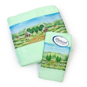 Πετσέτα Σετ 2 τεμ Με Ψηφιακή Εκτύπωση bebe Farm 342 30X50,70X140 Mint 100% Cotton