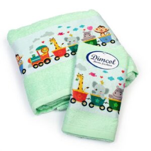 Πετσέτα Σετ 2 τεμ Με Ψηφιακή Εκτύπωση bebe Train 348 30X50,70X140 Mint 100% Cotton