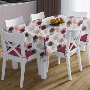 Αλέκιαστο Σετ 2 τεμ Τραπεζομάντηλο Leaves 467 140X140 & Τραβέρσα 40X140 Brown 70/30 Cott/Pol