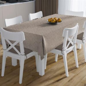 Τραπεζομάντηλο Αλέκιαστο Houndstooth 473 180X300 Beige 70/30 Cott/Pol